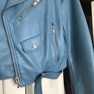 ZARA Blue Faux Leather Jacket
